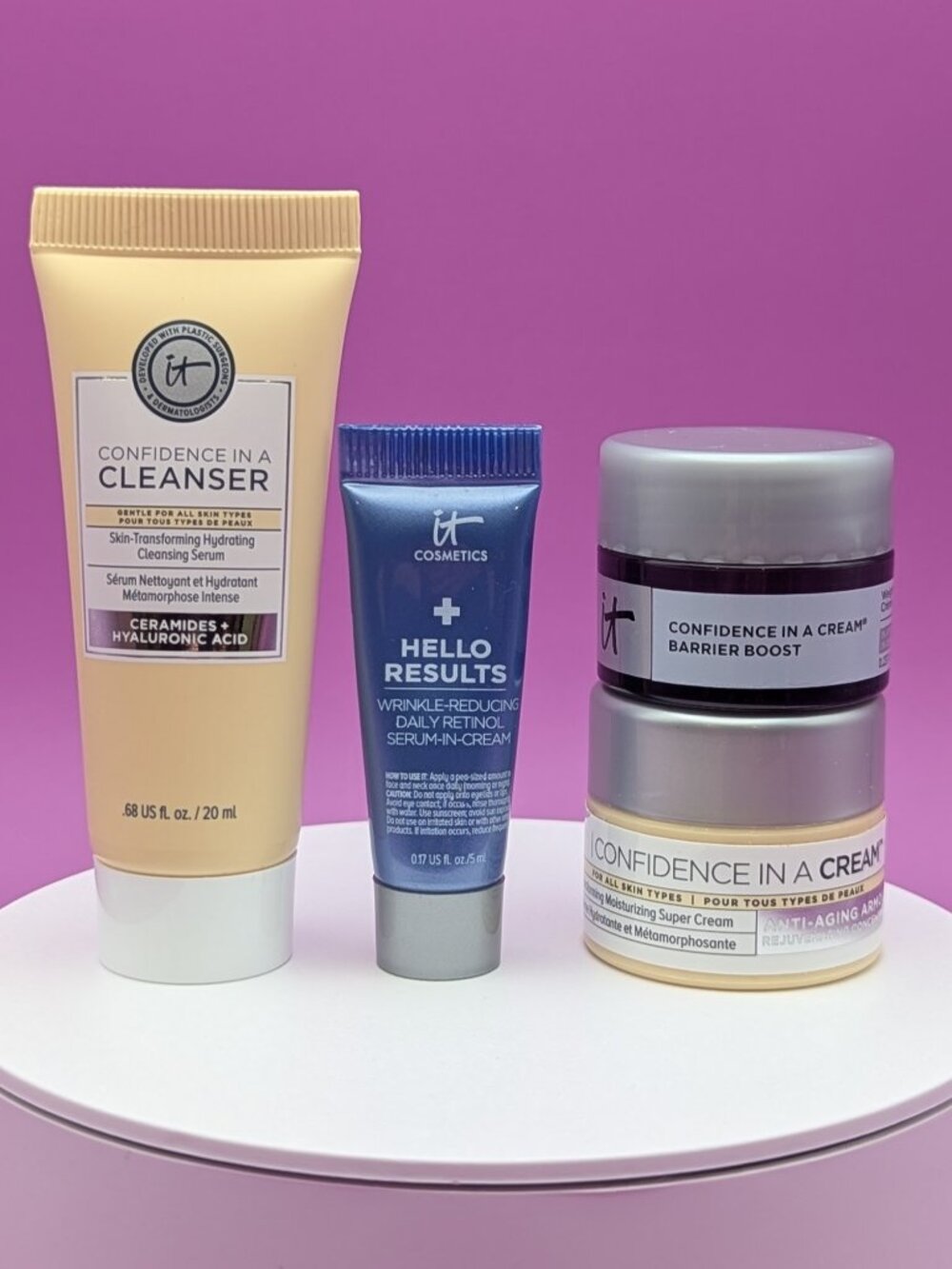 it Cosmetics Skincare Minis Confidence Cleanser & Creams x2 & Retinol Cream New